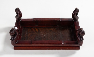 Chinese Hardwood & Soap Stone Scholar's Stand