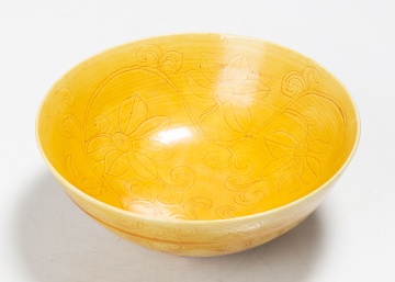 Chinese Incised Yellow-Glazed Bowl