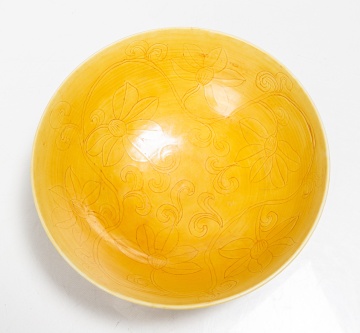 Chinese Incised Yellow-Glazed Bowl