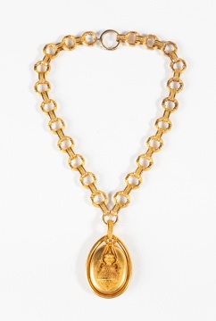 Rare Etruscan Revival 18-20K Gold Locket Necklace