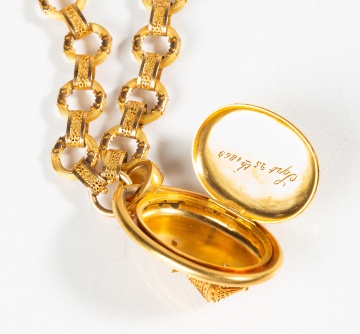 Rare Etruscan Revival 18-20K Gold Locket Necklace