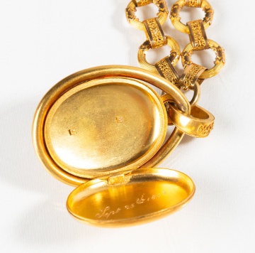 Rare Etruscan Revival 18-20K Gold Locket Necklace