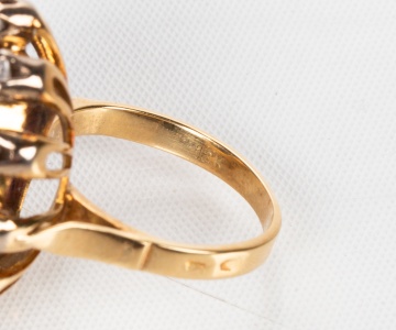 18K Gold, Amethyst, & Diamond Ring