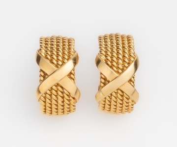 Tiffany & Co. Schlumberger 18K Gold X Rope Earrings