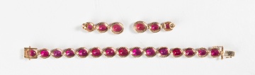 Oscar Friedman 14K Gold, Ruby, & Diamond Necklace & Earrings