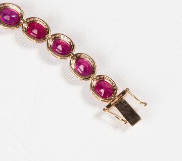 Oscar Friedman 14K Gold, Ruby, & Diamond Necklace & Earrings
