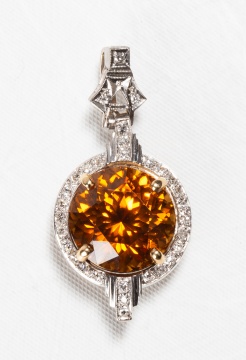 15.96 cts. Zircon, Platinum, & Diamond Pendant