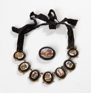 Italian Grand Tour Micro Mosaic Necklace & Brooch