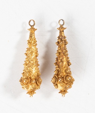 Victorian 14K Gold & Seed Pearl Acorn Earrings