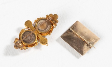 Victorian Micro Mosaic & Enamel Mourning Brooches