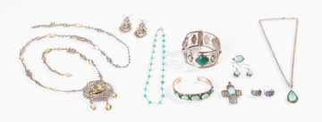 Victorian & Mexican Silver Necklaces, Bracelets, Earrings, & Pendants