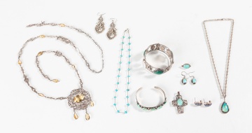 Victorian & Mexican Silver Necklaces, Bracelets, Earrings, & Pendants