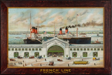 Ferdinand Worms (American, 1859-1939) French Line, New York - Havre - Paris (New York Docks)