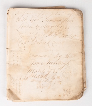 Ships Ledger, Seaboard Diary, London to New York, circa 1744
