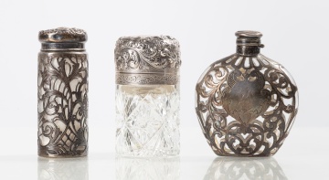 Sterling Silver Overlay Perfume, Cologne, & Makeup Containers