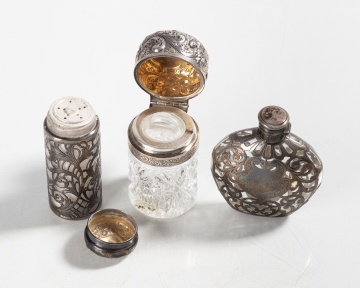 Sterling Silver Overlay Perfume, Cologne, & Makeup Containers
