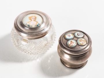Sterling Silver, Enamel, & Cut Crystal Dresser Boxes