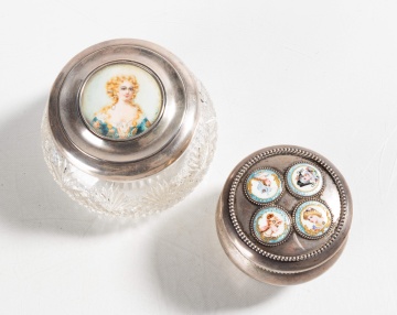 Sterling Silver, Enamel, & Cut Crystal Dresser Boxes