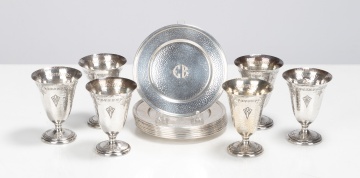 American Sterling Silver Footed Cups & Saucers