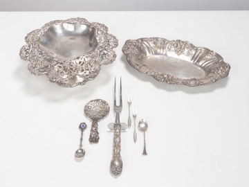 Sterling Silver Vide Poche & Reticulated Centerpiece with Serving Pieces