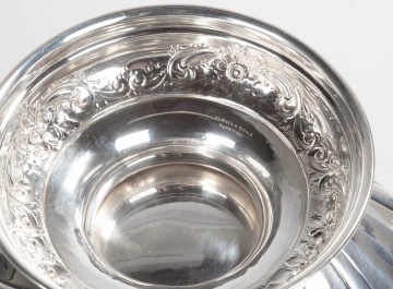 Thomas Levesley, Sheffield Sterling Silver Repousse Centerpiece with Flower Frog
