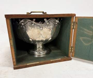 Thomas Levesley, Sheffield Sterling Silver Repousse Centerpiece with Flower Frog
