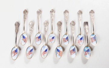 Gorham Sterling Silver American Flag Novelty Spoons