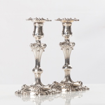 Pair of Tiffany & Co. Silver Soldered Candlesticks