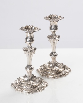 Pair of Tiffany & Co. Silver Soldered Candlesticks
