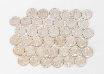 1942 Walking Liberty Half Dollars & 1948 Franklin Silver Half Dollars