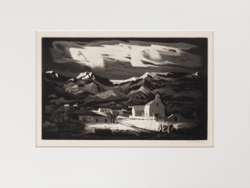 Doel Reed (American, 1895-1985) "Picuris Pueblo Winter"