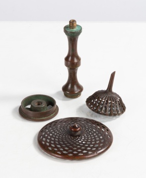 Tiffany Studios Lamp Heater Caps, Riser, & Wheel