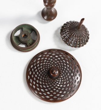 Tiffany Studios Lamp Heater Caps, Riser, & Wheel
