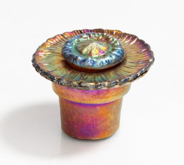Rare Tiffany Studios Decorated Favrile Glass Inkwell Liner