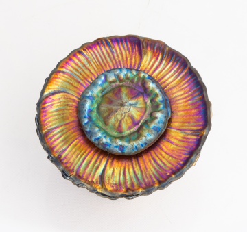 Rare Tiffany Studios Decorated Favrile Glass Inkwell Liner