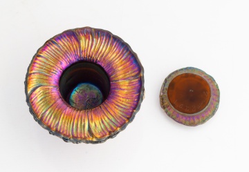 Rare Tiffany Studios Decorated Favrile Glass Inkwell Liner