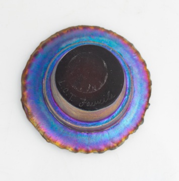 Rare Tiffany Studios Decorated Favrile Glass Inkwell Liner
