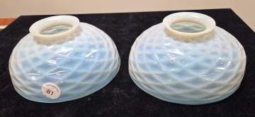 Pair of Opaline Diamond Quilted Shades