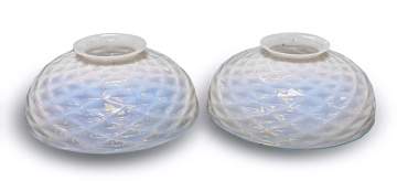 Pair of Opaline Diamond Quilted Shades