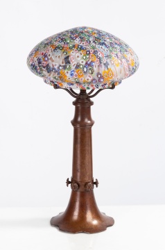 Arts & Crafts Lamp with Millefiori Shade