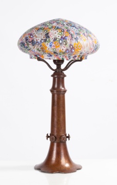 Arts & Crafts Lamp with Millefiori Shade