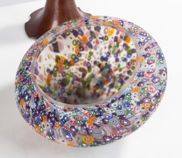 Arts & Crafts Lamp with Millefiori Shade