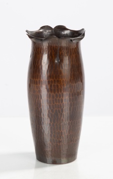 Roycroft Hammered Copper Ruffled Rim Vase