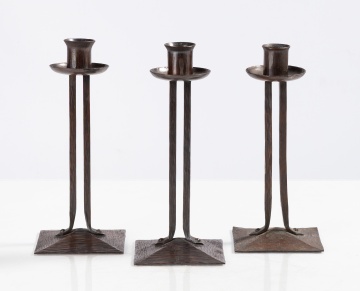 Three Roycroft Candlesticks