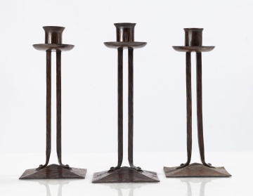Three Roycroft Candlesticks