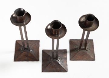 Three Roycroft Candlesticks
