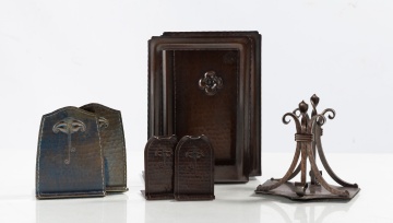 Roycroft Hand-Hammered Copper Bookends