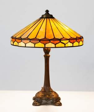 Wilkinson Arts and Crafts Amber Leaded Glass Table Lamp
