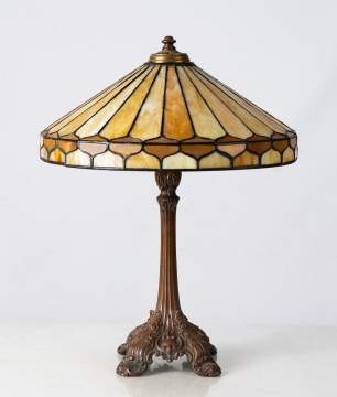 Wilkinson Arts and Crafts Amber Leaded Glass Table Lamp