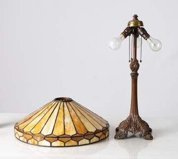 Wilkinson Arts and Crafts Amber Leaded Glass Table Lamp